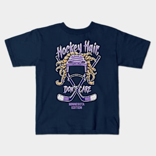 Hockey Hair Don't Care Funny Minnesota Hockey Kids T-Shirt